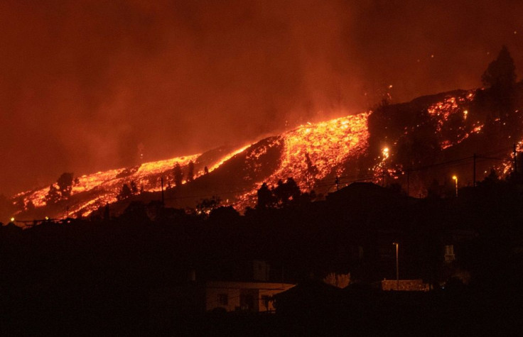 Police shot video of the slow collapse of a building as the walls caved in under a wall of red hot lava