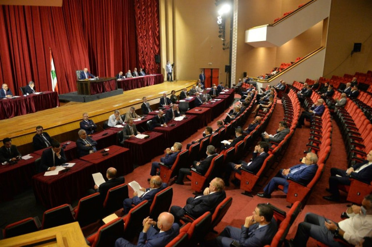 Lebanon's parliamentary session Monday was held at Beirut's UNESCO Palace to allow for social distancing amid the coronavirus pandemic