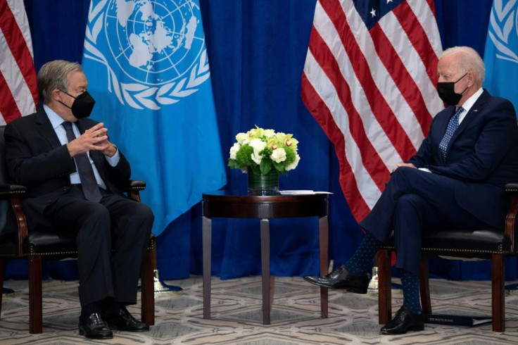 US President Joe Biden meets UN Secretary General Antonio Guterres on September 20, 2021, the eve of his speech to the General Assembly