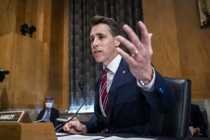 Republican Senator Josh Hawley questions Secretary of Homeland Security Alejandro Mayorkas about the increase of migrants at the U.S. border during a hearing on terror threats to the U.S. in the Dirksen Senate Office Building on September 21, 2021