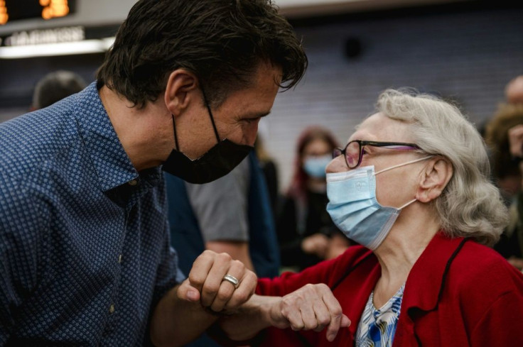 Canadian Prime Minister Justin Trudeau thanks constituents in Montreal for their support after a grueling election