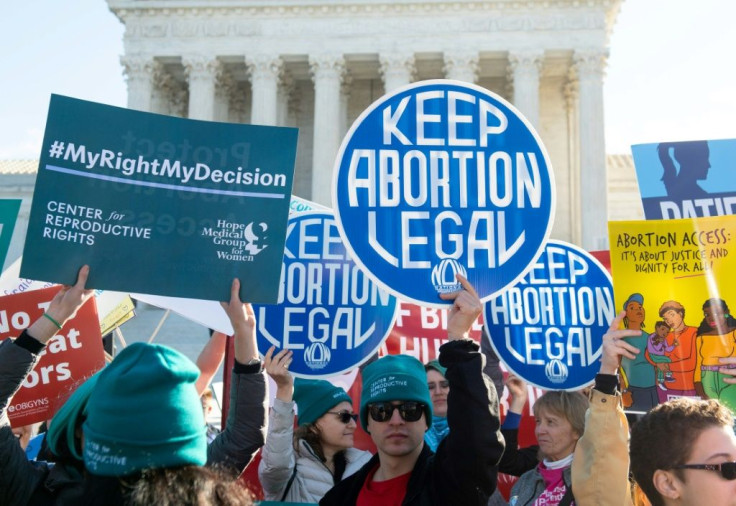 Activists supporting a woman's right to choose to have an abortion protested in March 2020 outside the US Supreme Court