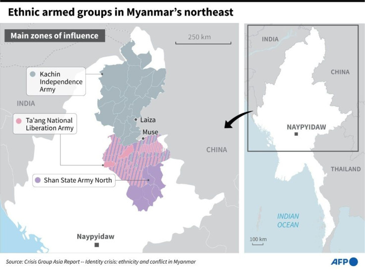 Graphic showing major ethnic armed groups in Myanmar's northeast.
