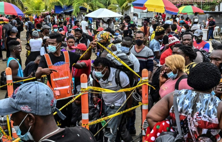 Migrants from Haiti, Cuba and elsewhere in Necocli in northern Colombia, hoping to make their way northward to the United States