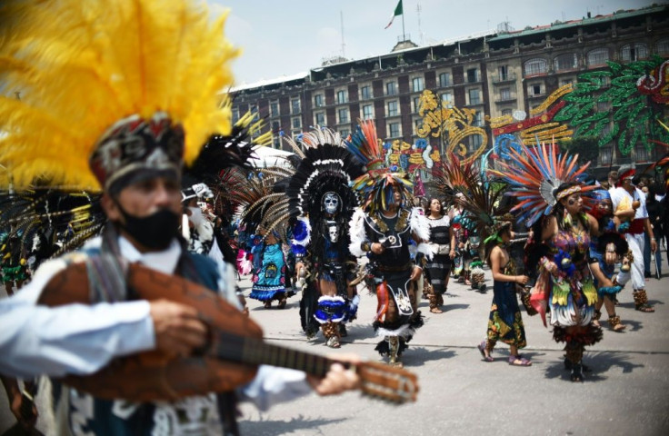 Indigenous people mark the 500th anniversary of the last day of native rule before the fall of the Aztec capital Tenochtitlan to Spanish conquistadores in Mexico City's Zocalo square
