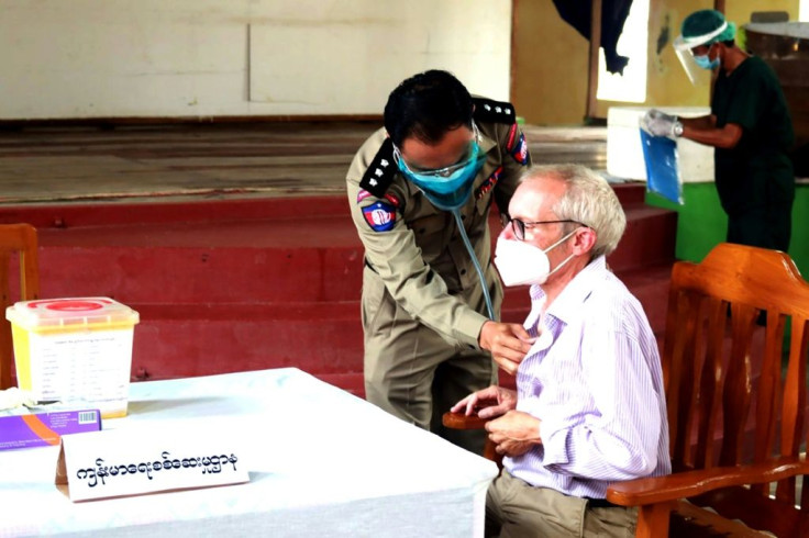 Turnell receives a Covid-19 vaccination at a prison in Yangon in July
