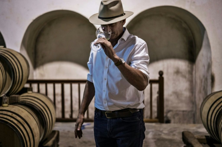 Wine-tasting is popular for well-heeled visitors to South Africa. Above: Anthony Hamilton Russell at his vineyard at Hemel en Aarde, which means 'Heaven and Earth'