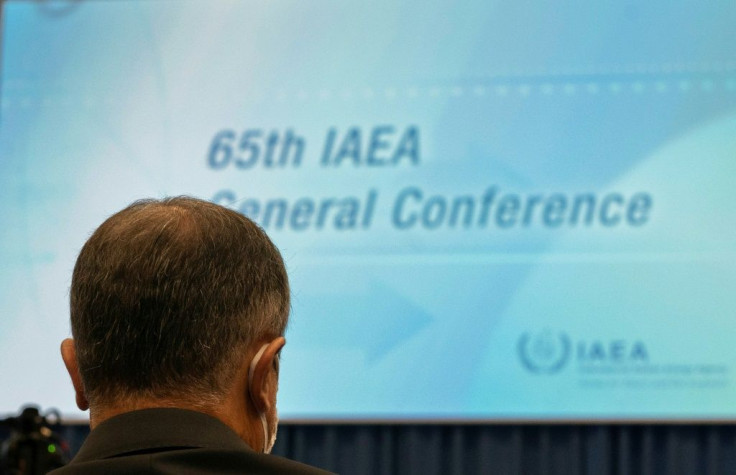 Head of Iranian atomic energy Mohammad Eslami is pictured from behind as he attends the International Atomic Energy Agency (IAEA) General Conference in Vienna, Austria on September 20, 2021