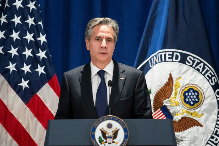 US Secretary of State Antony Blinken speaks to the media after meetings at the UN General Assembly