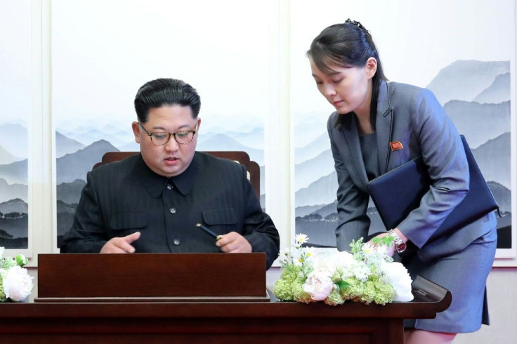 Kim Yo Jong (R) is a key policy adviser to her brother Kim Jong Un