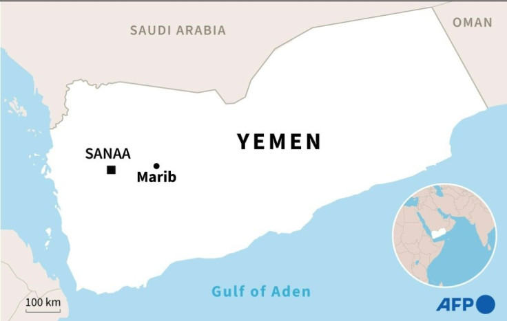 Map locating Marib in Yemen.