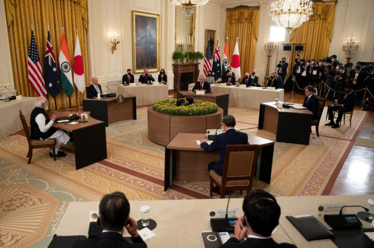US President Joe Biden, India Prime Minister Narendra Modi, Japan Prime Minister Suga Yoshihide and Australian Primer Minister Scott Morrison meet in the White House