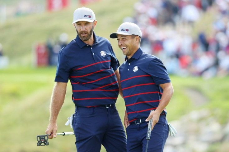 Second-ranked Dustin Johnson, left, and Tokyo Olympic champion Xander Schauffele each won two matches on Friday during the opening day of the 43rd Ryder Cup