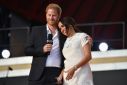 Britain's Prince Harry and Meghan Markle called for vaccine access to be treated as a human right during the Global Citizen Live festival in Central Park on September 25, 2021 in New York City