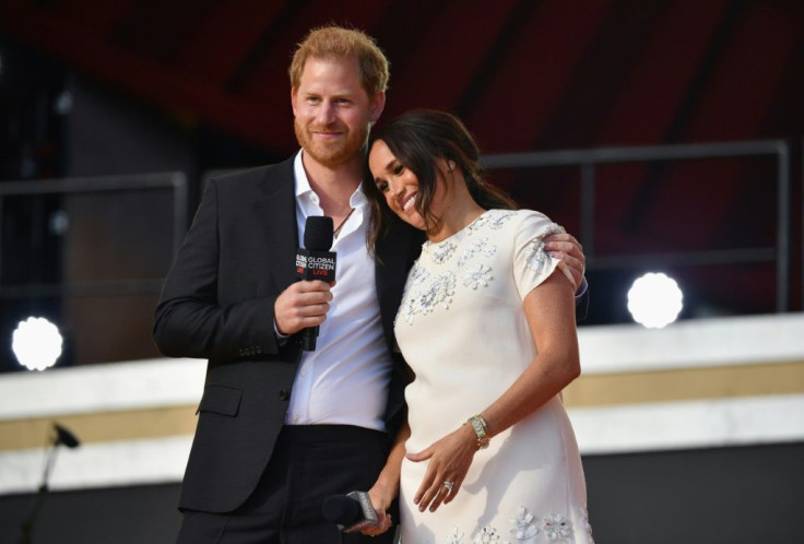 Britain's Prince Harry and Meghan Markle called for vaccine access to be treated as a human right during the Global Citizen Live festival in Central Park on September 25, 2021 in New York City