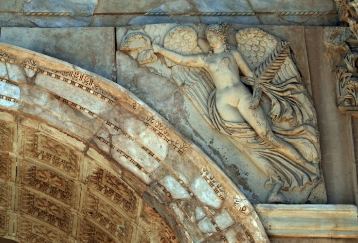 Carved detail of the Septimius Severus arch, which is named for the Roman emperor born in Leptis Magna and who lavished resources on his hometown