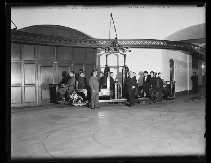 This 1934 image courtesy of the Library of Congress, shows people riding the US Capitol's subway system