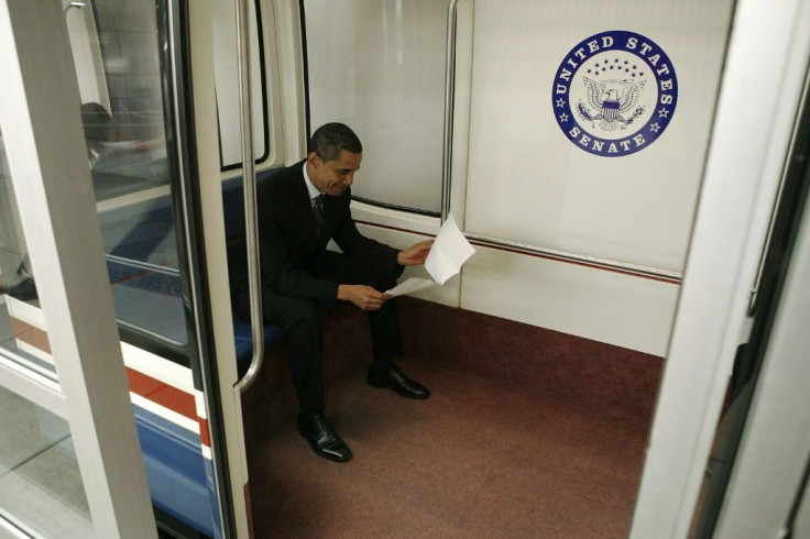 Barack Obama may be one of the world's most famous faces but to his fellow subway passengers in 2007, he was just another senator