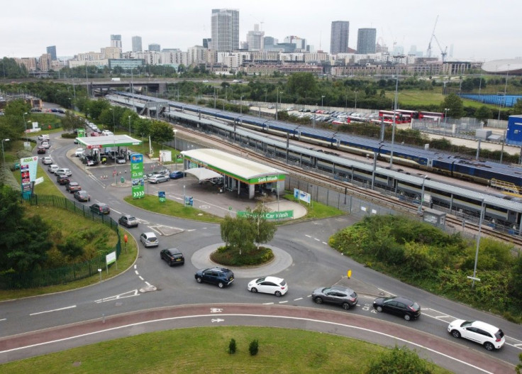 At petrol stations across London, southeast England and beyond, motorists hoping to fill up their tanks were met with taped off pumps, and signs stating "Sorry, no fuel"