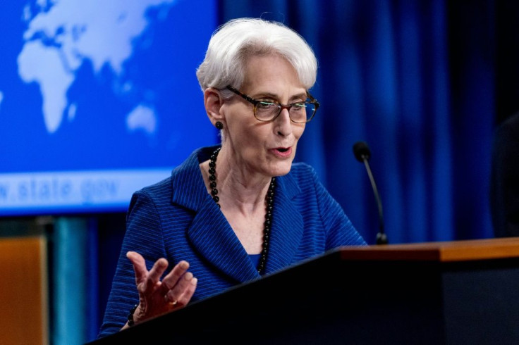 US Deputy Secretary of State Wendy Sherman, seen addressing reporters in August 2021, will visit both Pakistan and India on the crisis in Afghanistan