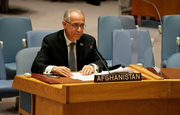 Permanent Representative of Afghanistan to the United Nations, Ghulam M. Isaczai speaks during a UN security council meeting on Afghanistan on August 16, 2021