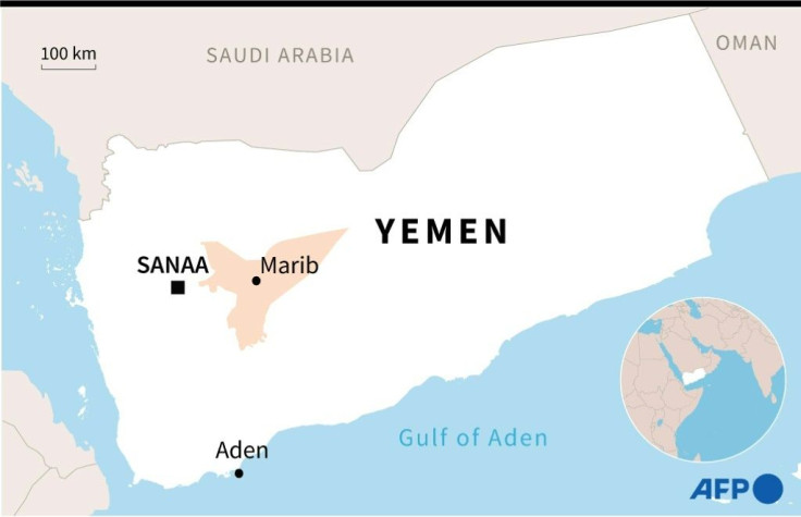 Map of Yemen locating the province of Marib.