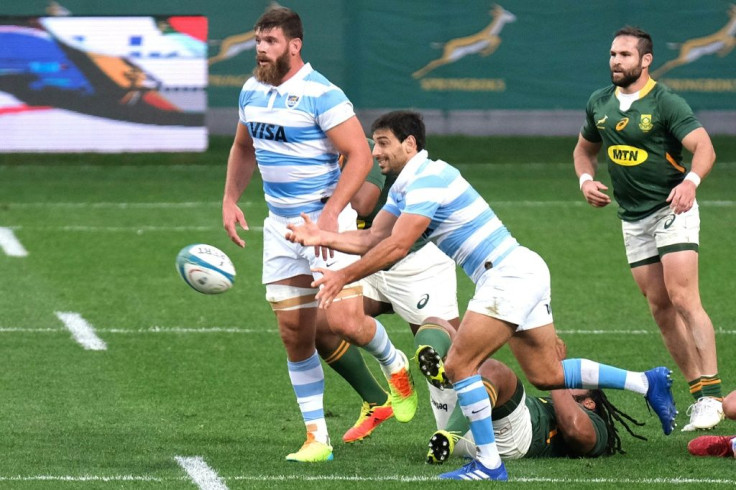 Argentina's scrumhalf Felipe Ezcurra (C) was among the six players ruled out