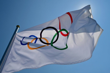 The Olympic flag waves at the Aomi Urban Sports Park ahead of the Tokyo 2020 Olympic Games in on July 22, 2021