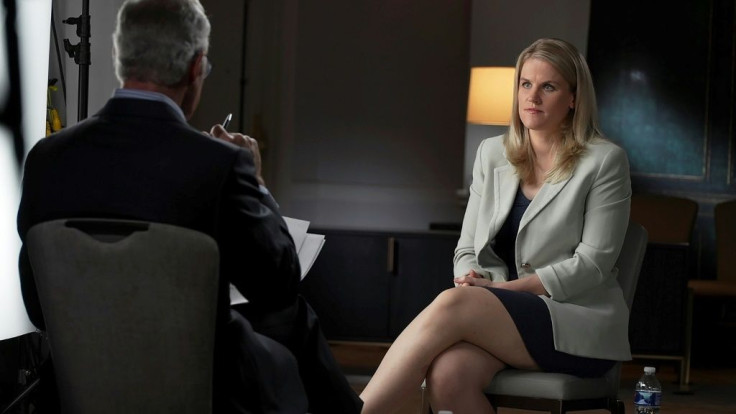 Frances Haugen, a Facebook whistleblower, speaks during an interview