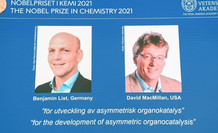 Germany's Benjamin List and David MacMillan of the United States, both 53, will share the 10-million-kronor ($1.1-million, one-million-euro) Nobel Chemistry Prize