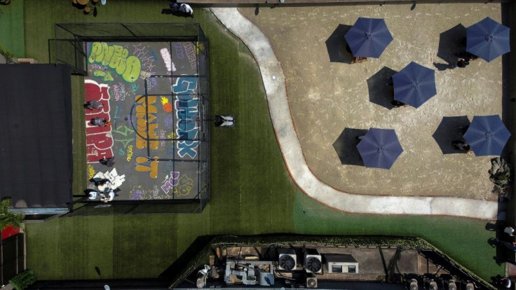 Aerial view of a coworking space on Paulista Avenue in Sao Paulo