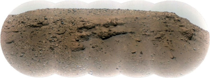 This March 17, 2021, 5-image mosaic photo obtained from NASA shows the Jezero Craterâs âDelta Scarpâ taken by NASAâs Perseverance rover