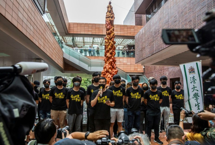 The eight-metre (26-foot) high copper statue was the centrepiece of Hong Kong's huge candlelit vigil on June 4 to commemorate those killed in the 1989 crackdown