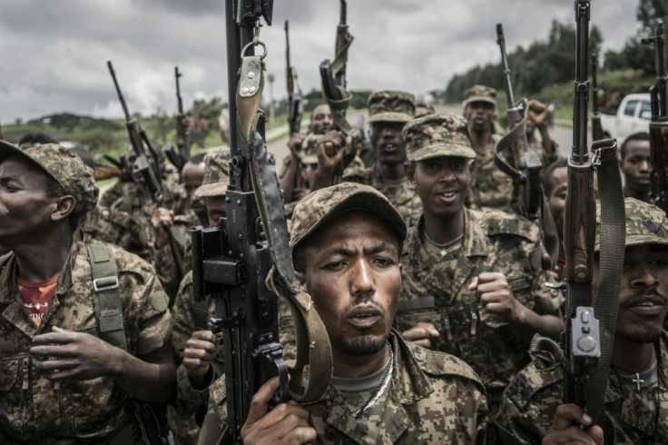 Soldiers from the Ethiopian National Defence Forces pictured during training in Amhara on September 14, 2021