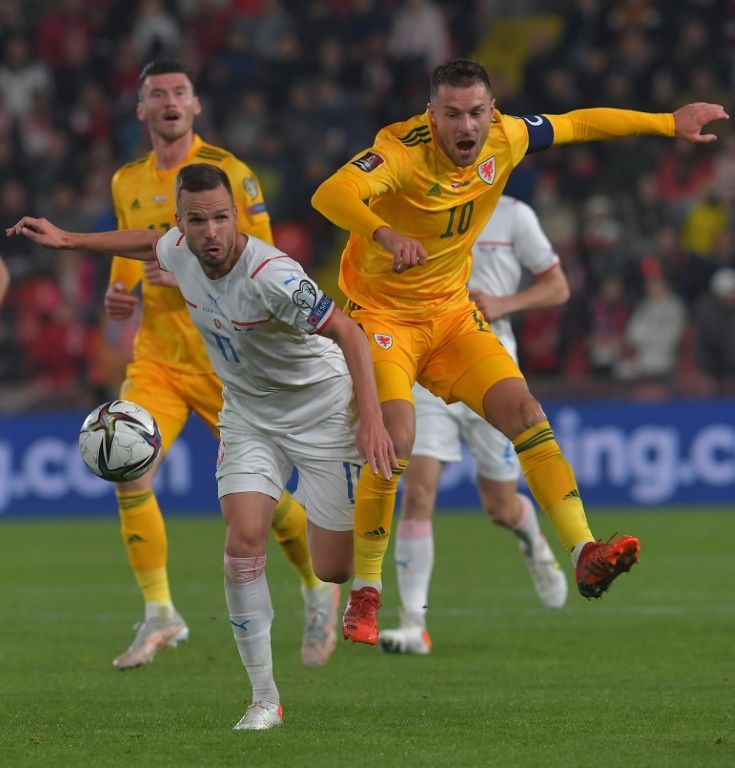 Starring role: Aaron Ramsey (right) vies with Czech Republic defender Filip Novak