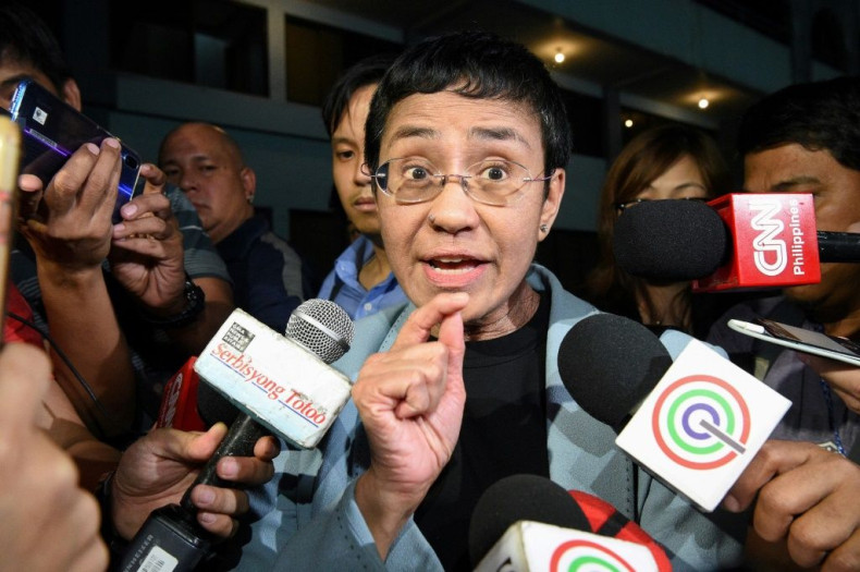 Philippine journalist Maria Ressa (pictured after her arrest in 2019) says her Nobel Peace Prize is for 'all journalists around the world'