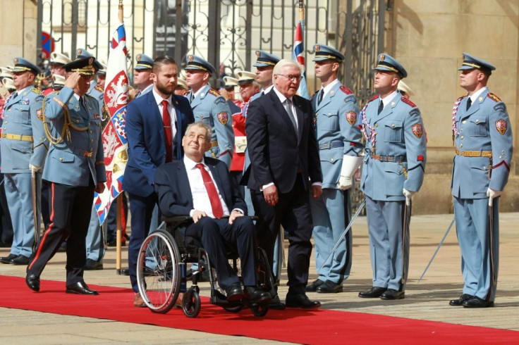 Zeman (in wheelchair) has been grappling with liver problems according to local media and politicians