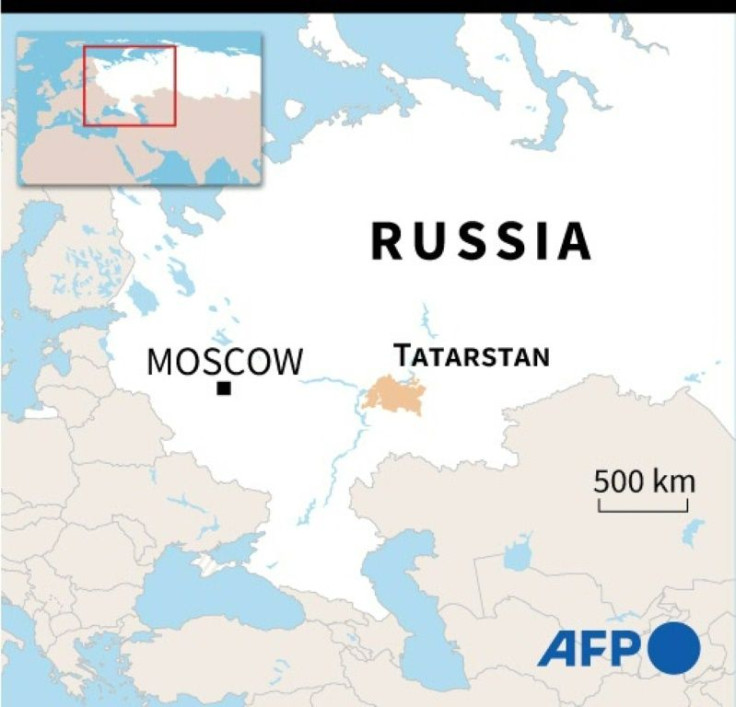 Map locating Tatarstan, in central Russia