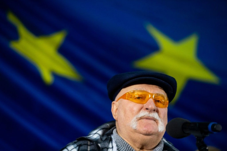Former Polish president Lech Walesa took part in the the pro-EU demonstration