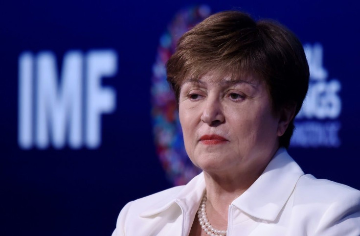 Embattled IMF Managing Director Kristalina Georgieva pictured spaeking during IMF and World Bank Fall Meetings in Washington, DC in 2019