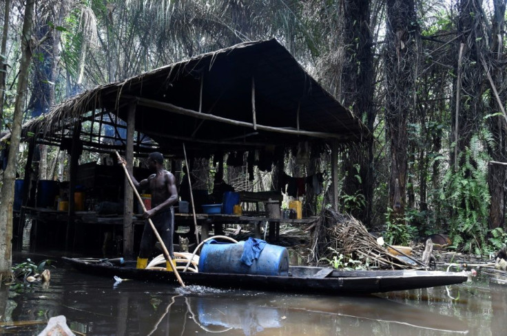 Ovwiroro paddles out every day to collect the bounty from his trees