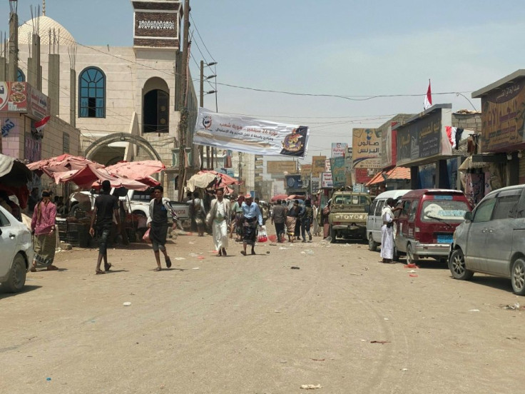 A busy street in the Yemeni city of Marib, the internationally recognised government's last bastion in oil-rich northern Yemen