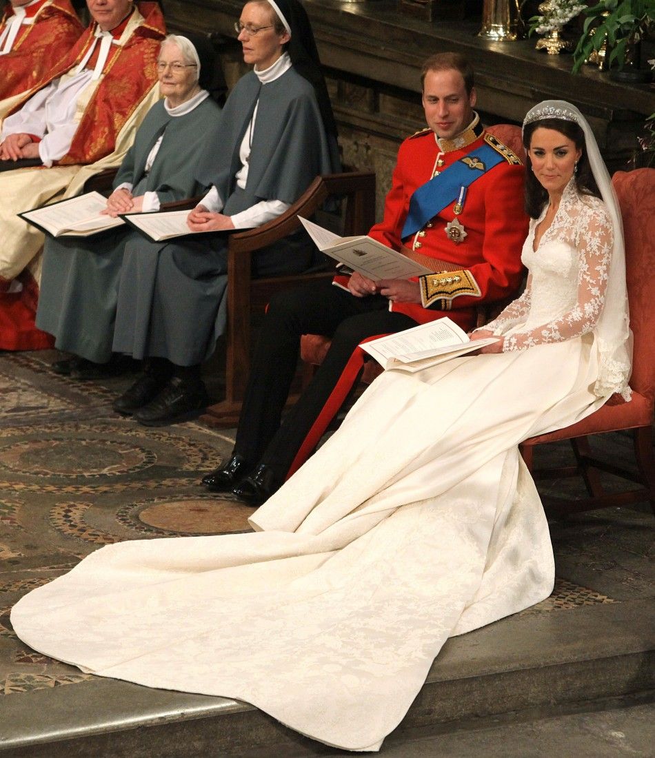 Britains Prince William and his bride Kate Middleton