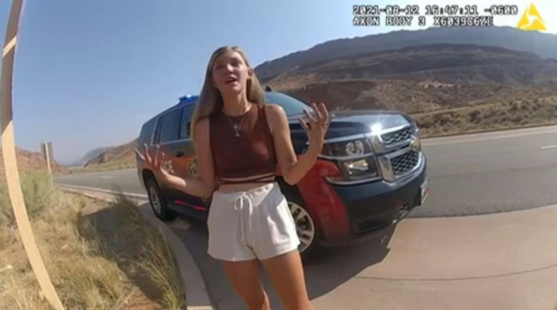 Gabby Petito, shown here on a police bodycam in Utah, was strangled to death, a coroner has said
