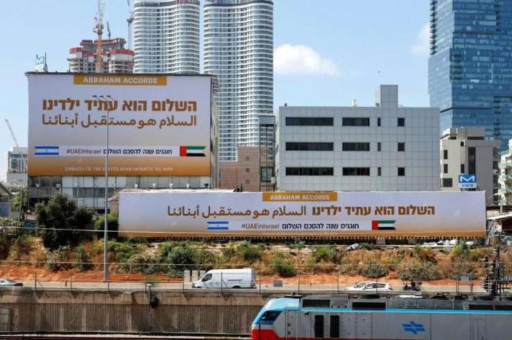 Billboards by the new United Arab Emirates embassy in Tel Aviv in September 2021