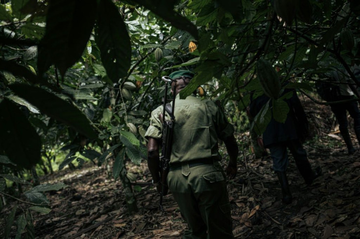 Barbed wire and armed guards patrolling the grounds are a reminder that the front line is not far away