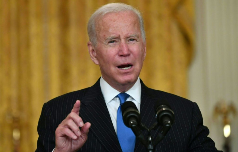 US President Joe Biden speaks about efforts to address global supply chain bottlenecks at the White House in Washington on October 13, 2021