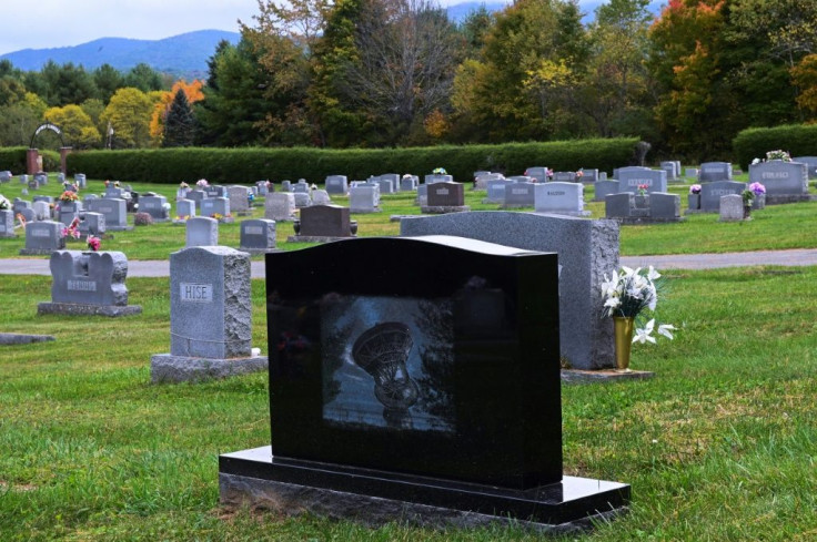 A tombstone marking a grave near the Green Bank Observatory in West Virginia
