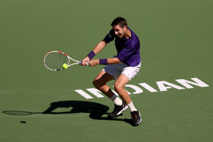 Britain's Cameron Norrie on the way to a quarter-final victory over Argentina's Diego Schwartzman in Indian Wells
