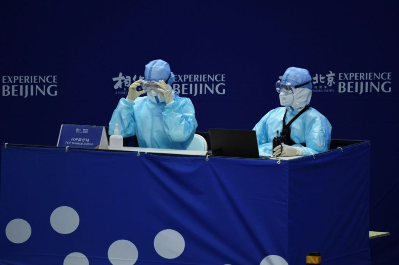 Medical staff man their station at a figure skating event